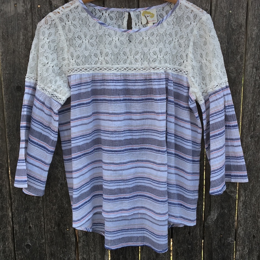 Fig & Flower Cotton & Lace Top. SZ M.